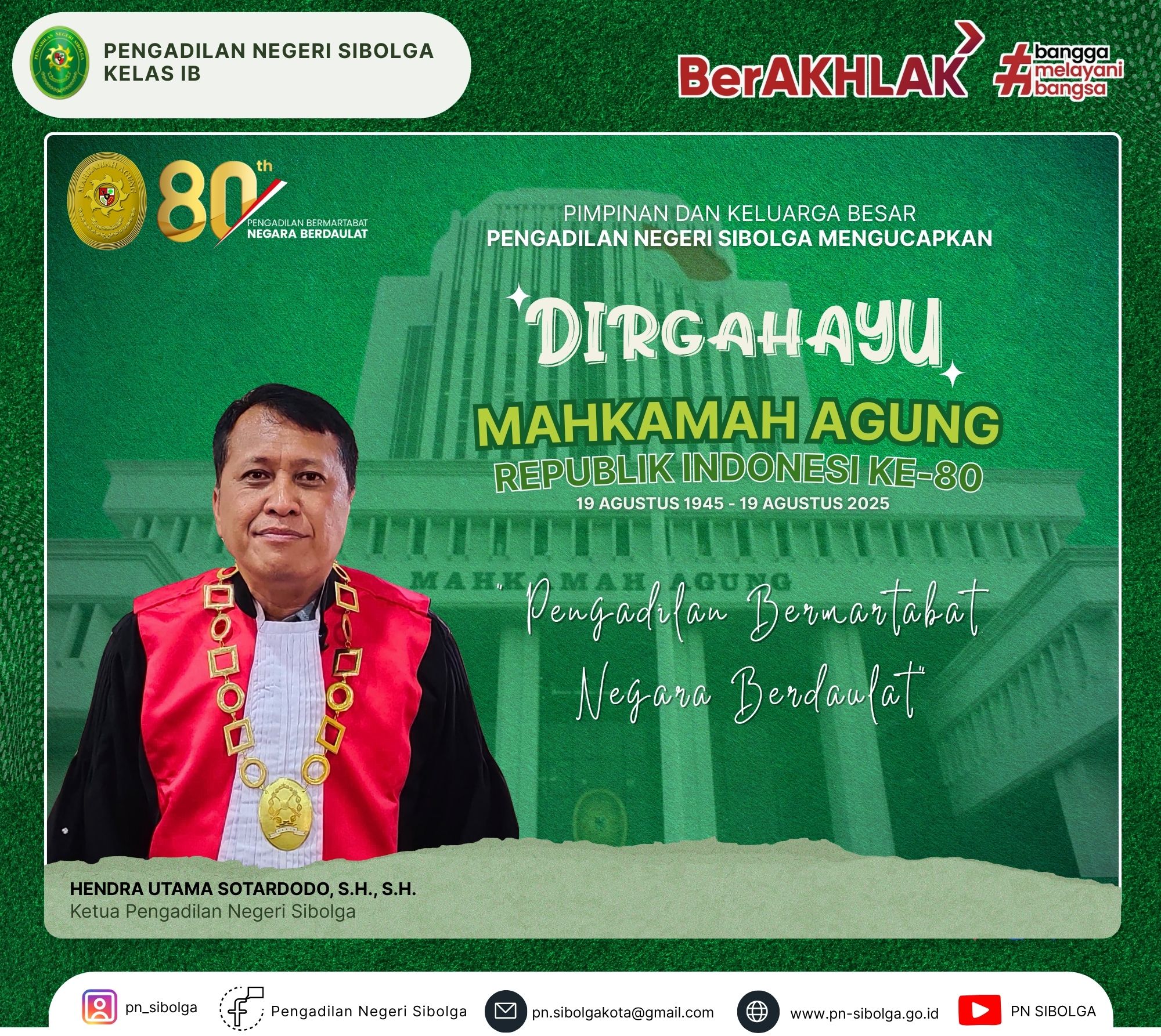 Dirgahayu Mahkamah Agung RI Ke-80